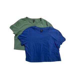 BUNDLE Cropped Baby Tees | Royal Blue & Olive Green | Size M